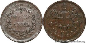 R6491 Rare East India Company 1/2 Anna Victoria 1845 C Madras  -> Make offer