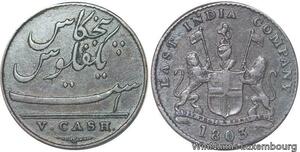 R6526 East India Company Madras Presidency 5 Cash 1803 -> Make offer
