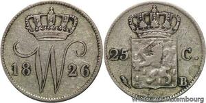 R6550 Netherlands 25 Cents Willem I 1826 B Bruxelles Silver -> Make offer
