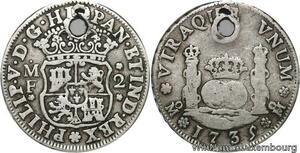 R6579 Mexico Spanish Colony 2 Reales Philippe V 1735 /4 MF Mo Silver --> M offer