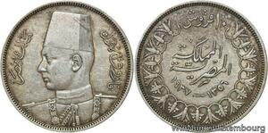 R6601 Egypt 10 Qirsh 10 Piastres Farouk AH 1356 1937 Silver -> Make offer