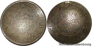 R6614 Morocco 2 1/2 Dirhams 1/4 Rial Abdel Aziz 1321 1903 Silver Berlin Curved