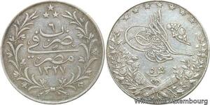 R6639 Egypt 5 Qirsh Muhammad V AH 1327 /6 1913 H Heaton Silver -> Make offer