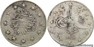 R6641 Ottoman Empire 2 Kurush Abdul Hamid II AH 1293 /17 1892 Silver --> M offer