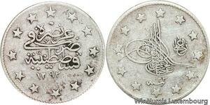 R6685 Ottoman Empire Turkey 2 Kurush Abdul Hamid II AH 1293 /23 1898 Silver