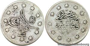 R6688 Ottoman Empire Turkey 2 Kurush Abdul Hamid II AH 1293 /19 1894 Silver