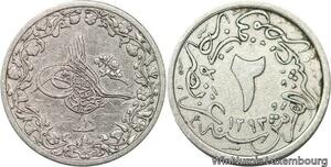 R6701 Egypt 2/10 Qirsh Abdul Hamid II AH 1293 /10 1884 -> Make offer