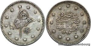 R6712 Ottoman Empire Turkey 1 Kurush Abdul Hamid II AH 1293 /32 1906 Silver