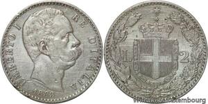 R6717 Italy 2 Lire Umberto I 1883 R Roma Silver -> Make offer