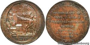 R6749 Rare Constitution Monneron 5 Sols Serment an IV 1792 Birmingham 3e type