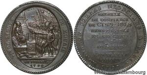 R6760 Rare Constitution Monneron 5 Sols Serment an IV 1792 Birmingham AU ->Offer