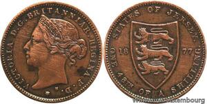 R6912 Rare Jersey 1/48 Shilling Victoria 1877 H Heaton AU -> Make offer