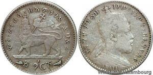 R6915 Ethiopia 1 Gersh Menelik II EE 1895 1903 A Paris Silver -> Make offer