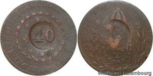 R6924 Brazil 40 Reis Countermarked 80 Réis Pedro I 1828 R Rio Janeino -> M offer
