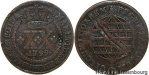 R6928 Rare Brazil 20 Reis Maria I 1799 -> Make offer