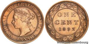 R6950 Rare Canada One Cent Victoria 1892 UNC Gem !! but Cleaned -> Make offer