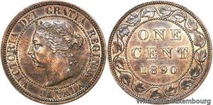 R6952 Rare Canada One Cent Victoria 1890 H Heaton AU -> Make offer
