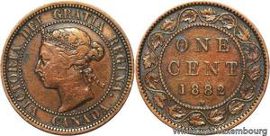 R6953 Canada One Cent Victoria 1882 H Heaton Double Chin -> Make offer