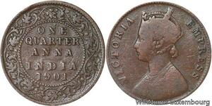 R6983 India One Quarter 1/4 Anna Victoria 1901 Calcutta -> Make offer
