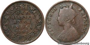 R6992 India One Quarter 1/4 Anna Victoria 1894 Calcutta -> Make offer