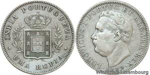 R7013 India Portuguese Goa Uma Rupia Luiz I 1882 Silver -> Make offer
