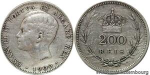 R7017 Portugal 200 Reis Manuel II 1909 Silver -> Make offer