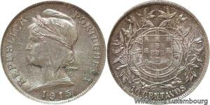 R7018 Portugal 10 Centavos Liberty Head 1915 Silver AU -> Make offer