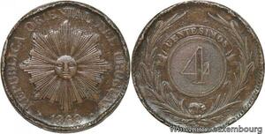 R7062 Uruguay 4 Centesimos 1869 H Heaton -> Make offer