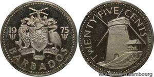 R7066 Barbados 25 Cents Morgan Lewis Windmill 1975 Proof -> Make offer
