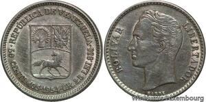 R7072 Venezuela 50 Centimos 1954 Philadelphia Silver AU -> Make offer