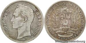 R7075 Venezuela Bolivar 1945 Barre Philadelphia Silver -> Make offer