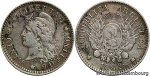 R7095 Argentina 10 Centavos Libertad 1882 Silver -> Make offer
