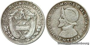 R7100 Panama Decimo 1/10 Balboa 1953 Silver -> Make offer