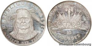 R7107 Rare Haiti 10 Gourdes Joseph Nez Perce 1971 IC Silver Proof -> Make offer