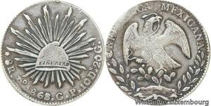 R7115 Mexico 8 Reales 1868 Do CP Silver -> Make offer