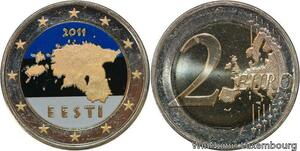 R7233 Estonia 2 Euros Silhouette Country Map 2011 Colorful UNC -> Make offer
