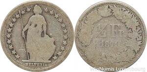 R7251 Switzerland 1/2 Franc Helvetia 1879 B Berne Silver -> Make offer