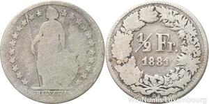 R7259 Switzerland 1/2 Franc Helvetia 1881 B Berne Silver -> Make offer
