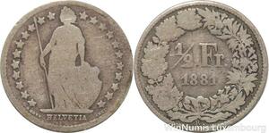R7260 Switzerland 1/2 Franc Helvetia 1881 B Berne Silver -> Make offer