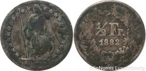 R7262 Switzerland 1/2 Franc Helvetia 1882 B Berne Silver -> Make offer