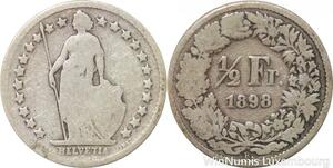 R7268 Switzerland 1/2 Franc Helvetia 1898 B Berne Silver -> Make offer