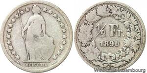 R7272 Switzerland 1/2 Franc Helvetia 1898 B Berne Silver -> Make offer