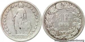 R7274 Switzerland 1/2 Franc Helvetia 1899 B Berne Silver -> Make offer