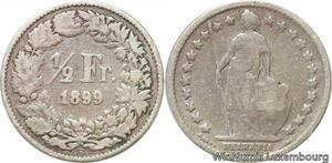 R7276 Switzerland 1/2 Franc Helvetia 1899 B Berne Silver -> Make offer