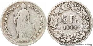 R7278 Switzerland 1/2 Franc Helvetia 1900 B Berne Silver -> Make offer