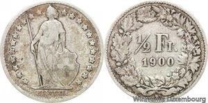 R7279 Switzerland 1/2 Franc Helvetia 1900 B Berne Silver -> Make offer