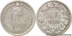 R7281 Switzerland 1/2 Franc Helvetia 1903 B Berne Silver -> Make offer