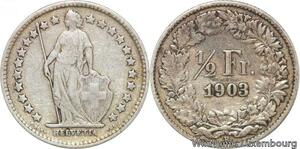 R7282 Switzerland 1/2 Franc Helvetia 1903 B Berne Silver -> Make offer