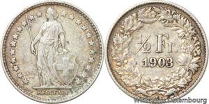 R7283 Switzerland 1/2 Franc Helvetia 1903 B Berne Silver -> Make offer