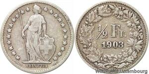 R7285 Switzerland 1/2 Franc Helvetia 1903 B Berne Silver -> Make offer